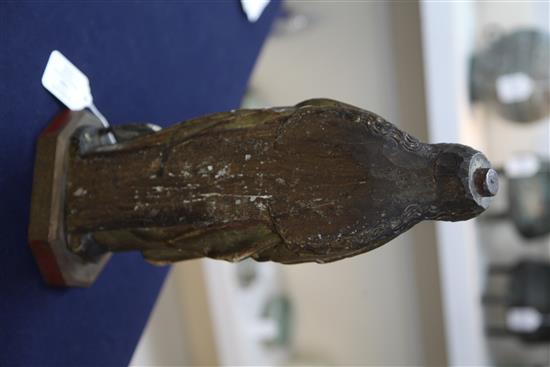 A 16th century Malines polychrome wood figure of St Agnes, 15.5 x 14in.